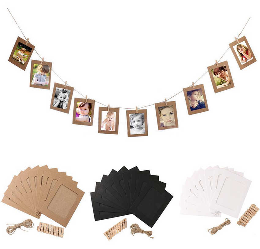 10Pcs DIY Paper Photo Wall Art Picture Hanging Album Frame With Hemp Rope Clips 10Pcs DIY Paper Photo Wall Art Picture Hanging Album Frame With Hemp Rope Clips